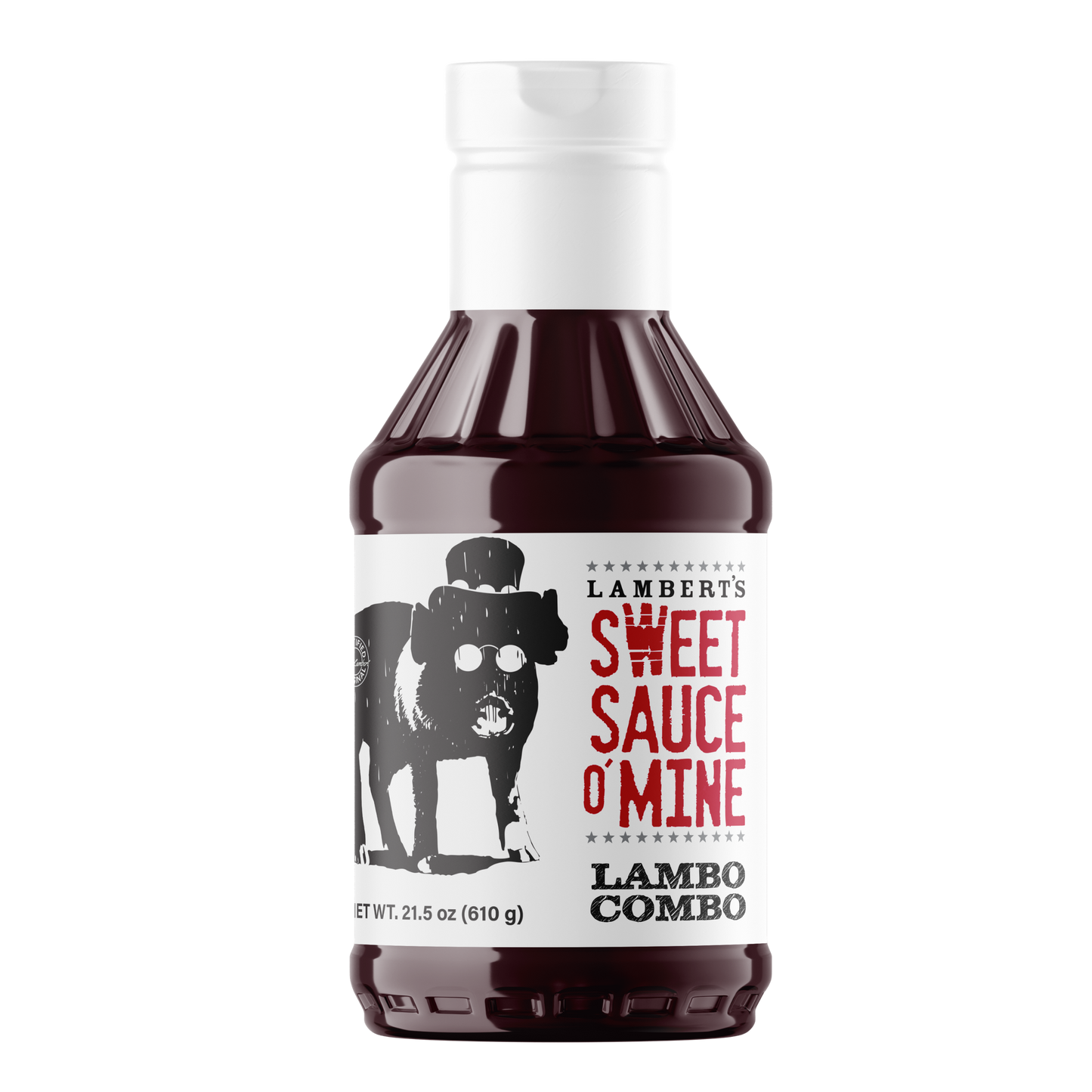 Bottle of Lamberts Sweet Sauce o' Mine on a white background