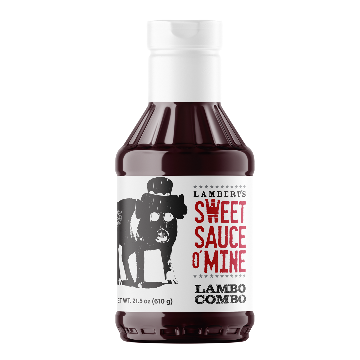 Bottle of Lamberts Sweet Sauce o' Mine on a white background