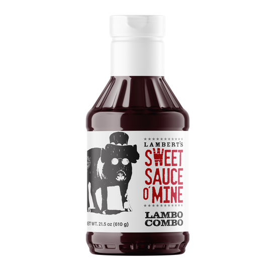 Bottle of Lamberts Sweet Sauce o' Mine on a white background